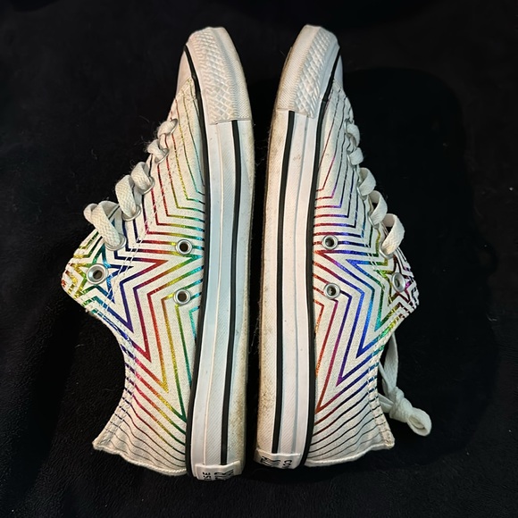 Converse All Star sparkly multicolor stars on white sneakers - Picture 9 of 10